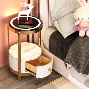 Modern Minimalist Nightstand with Wireless Charging