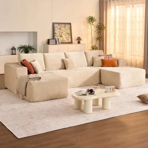 Modern U-Shaped Corduroy Cloud Sectional Sofa